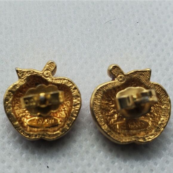 Avon Red & Gold Apple Earrings - Picture 4 of 4